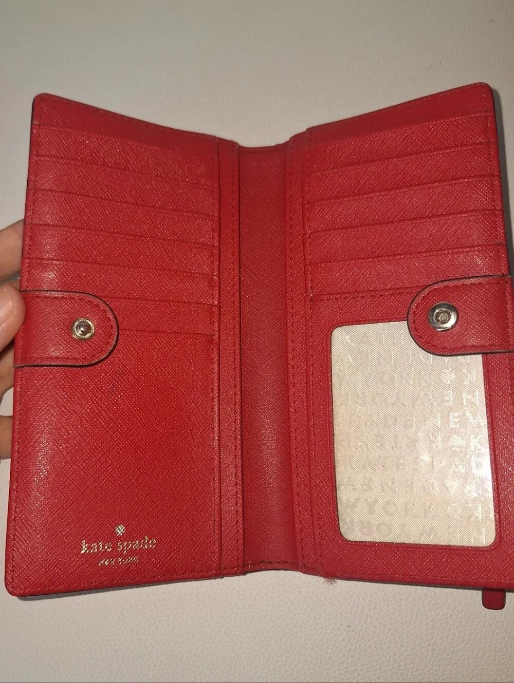 Kate Spade Red Leather Slim Wallet EUC